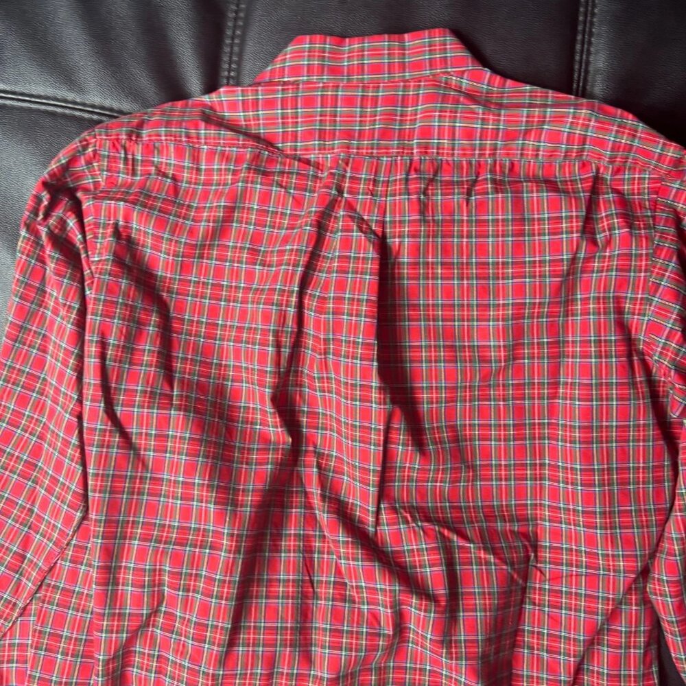 Vintage Huntington Men's Dress Shirt Red Plaid Egyptian Cotton Size 16.5-34 - Picture 4 of 14